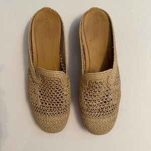 CAMPER SHOES MULES SLIDES TAN WOVEN LEATHER SOLES SIZE 38 7.5